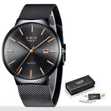 LIGE Fashion Watch Men Waterproof Slim