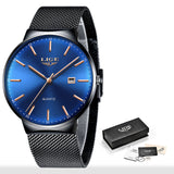 LIGE Fashion Watch Men Waterproof Slim