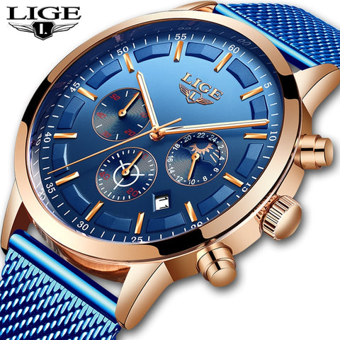 LIGE New Mens Watches Male Fashion