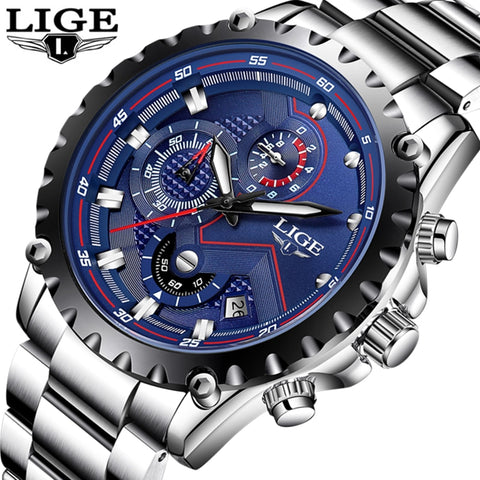 LIGE Watch Mens Top Brand Luxury