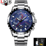 LIGE Watch Mens Top Brand Luxury
